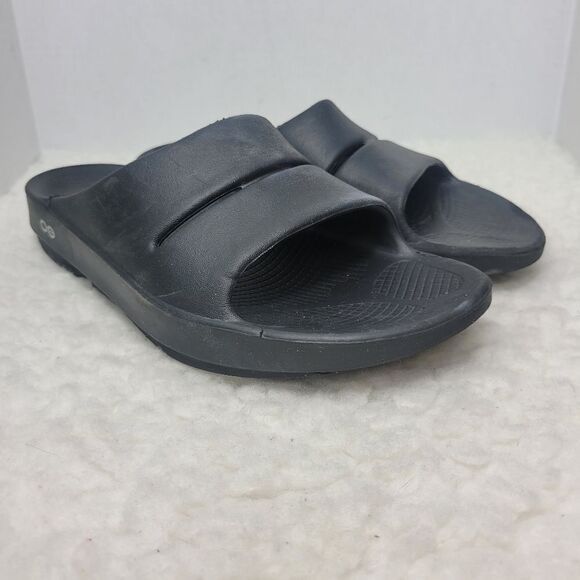 Oofos OOahh Sport Flex Mens Slide Size 9 Recovery Sandals Black - Picture 1 of 10
